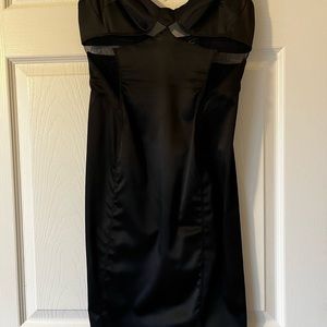 Black satin see threw cut out dress